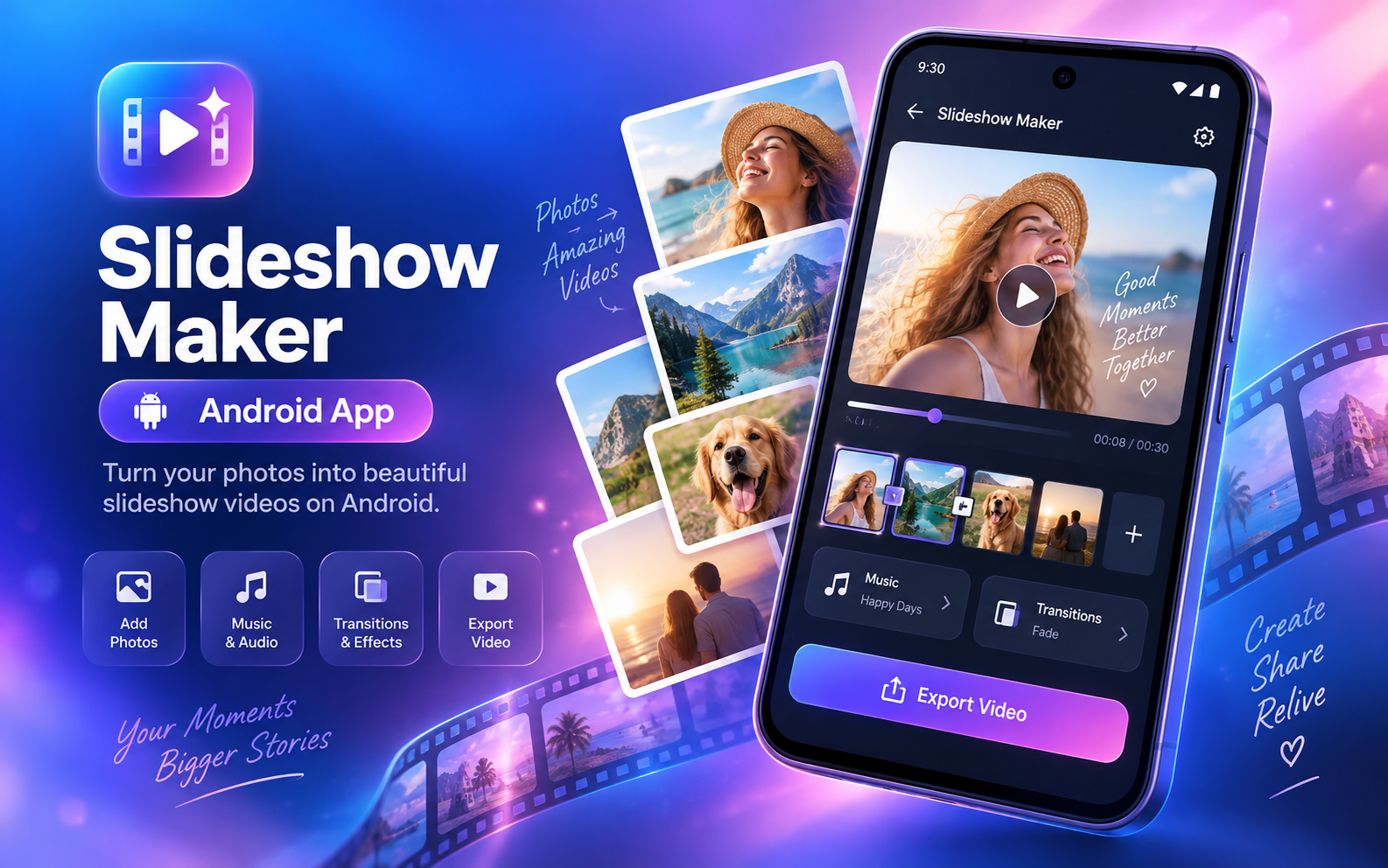 Android slideshow maker app preview